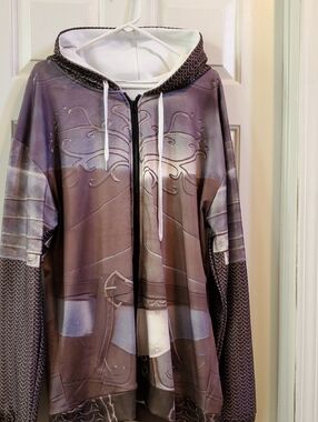 Hooded 4X Zip-Up Jacket in Shades Of  Brown